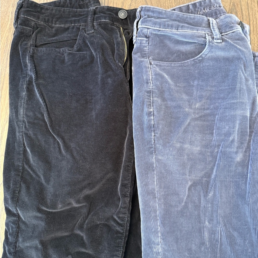 American Eagle  Black and Charcoal (Blue/gray-more gray) Stretch Cords Sz 6